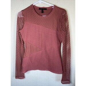 BCBG shirt sexy mesh Mindy Long Sleeve asymetrical S gym club y2k dance party